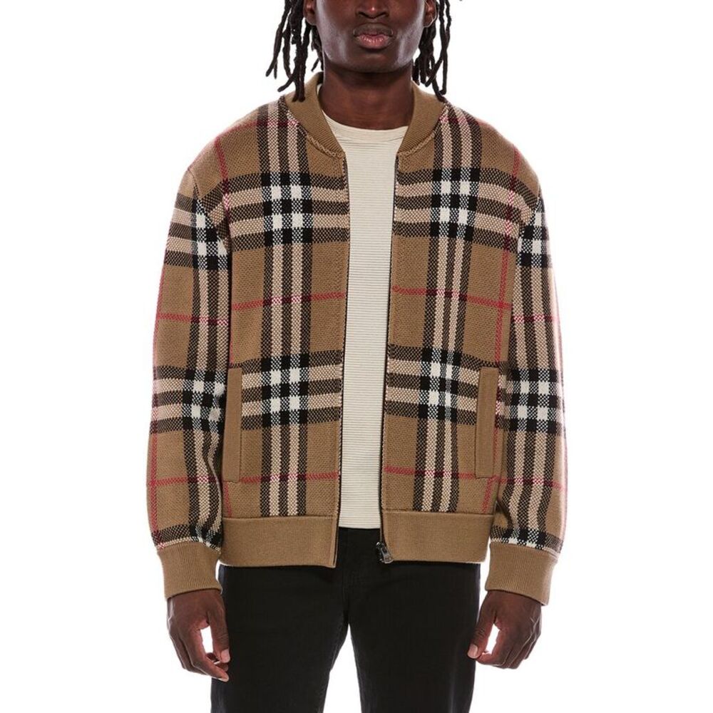 Burberry Mens  Knit Wool Jacket, Brown